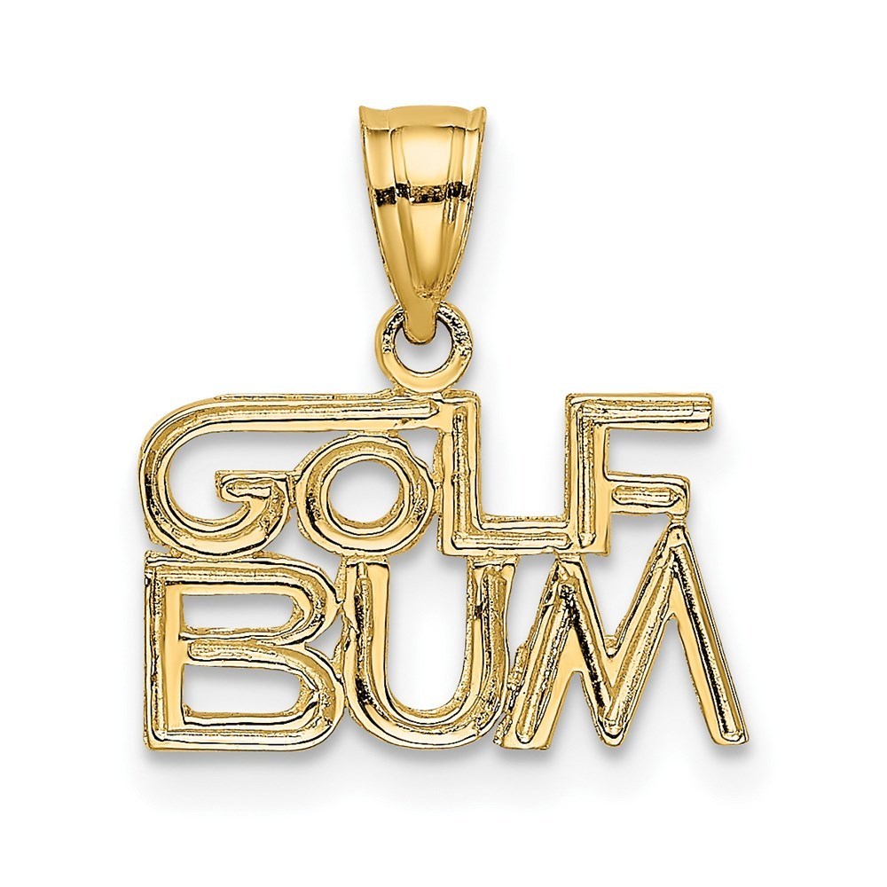 14k Yellow Gold Sports Golf Bum Necklace Charm Pendant